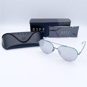 NIB DIFF Eyewear Dash XS Grey Mirror Aviator Sunglasses